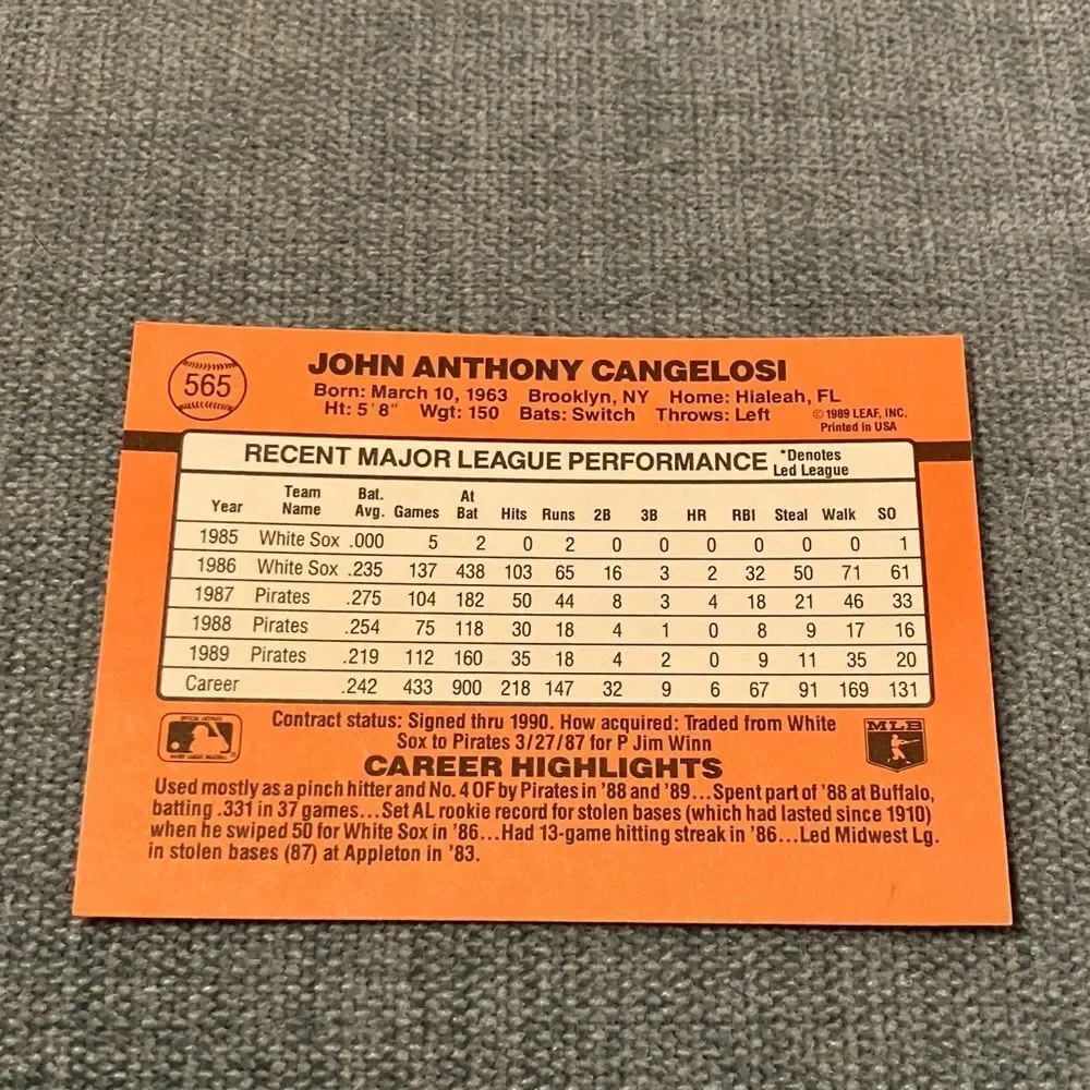 1990 Donruss Pittsburgh Pirates Baseball Card Trading Card